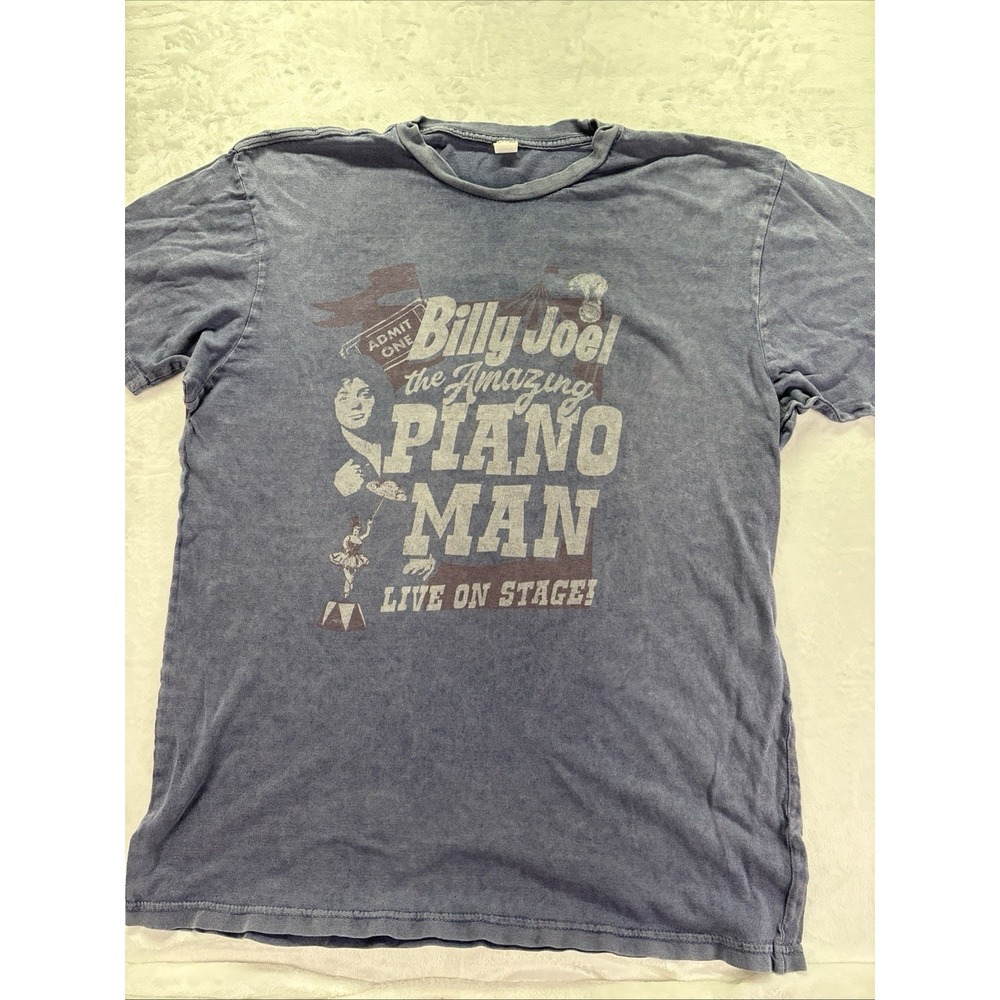 Billy Joel The Amazing Piano Man T-Shirt Lane Seven Vintage Wash Lyrics Back L